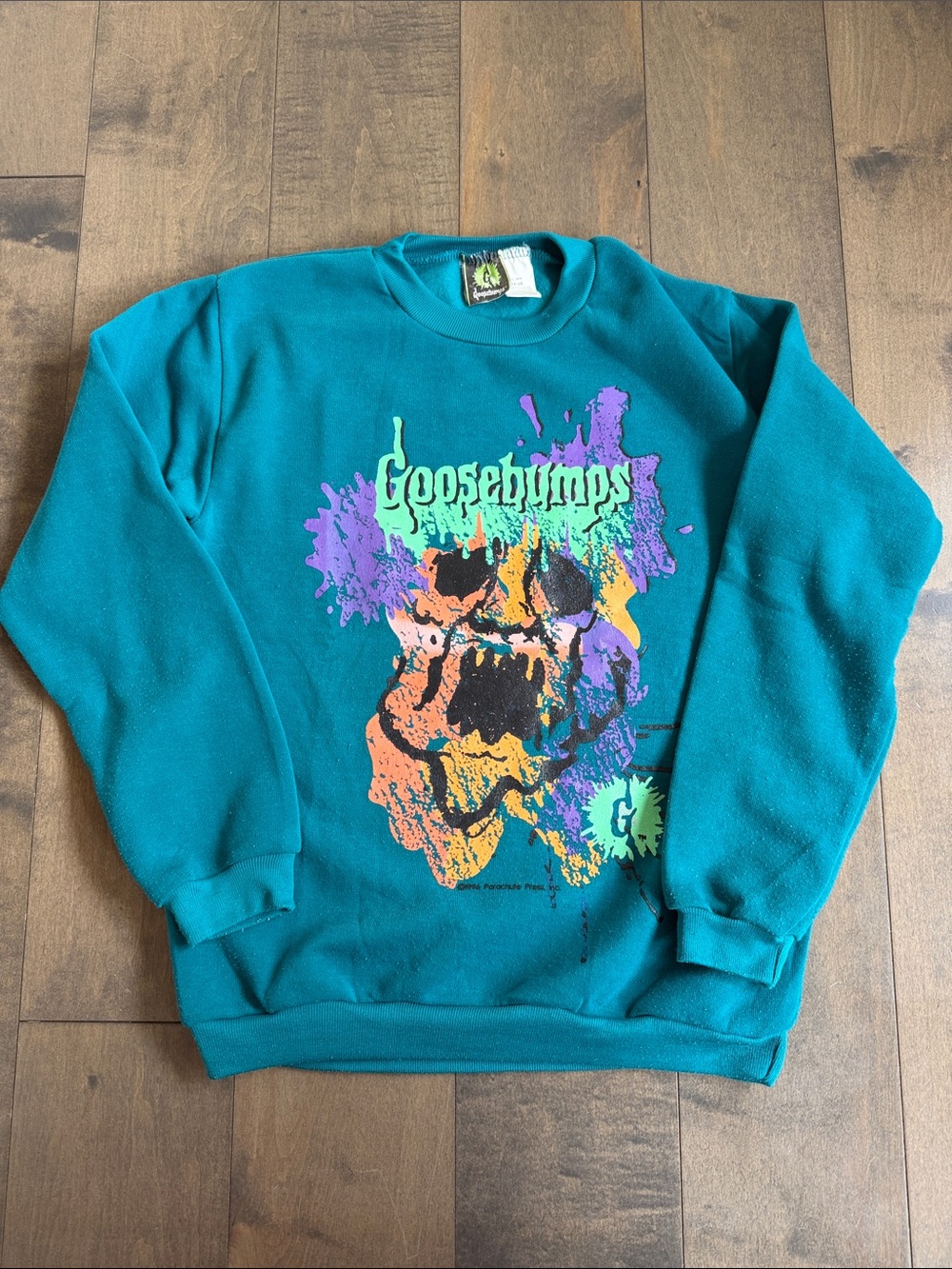 Vintage 1996 Goosebumps Crewneck Sweatshirt Small 14/16 Teal